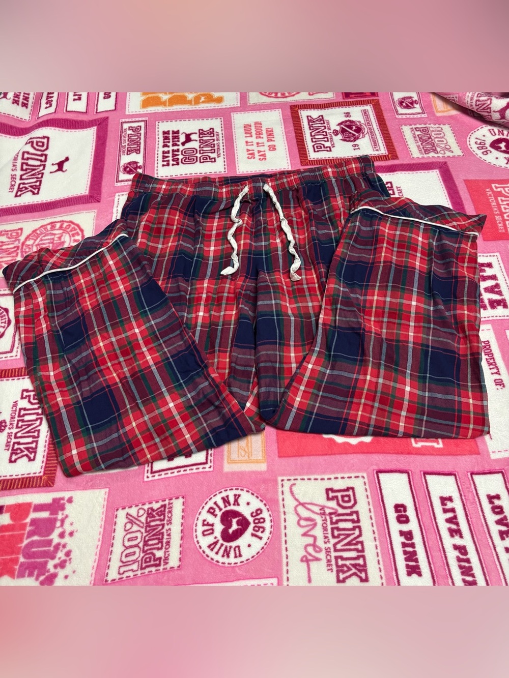 Victoria's Secret Red and Navy Plaid pj pants
